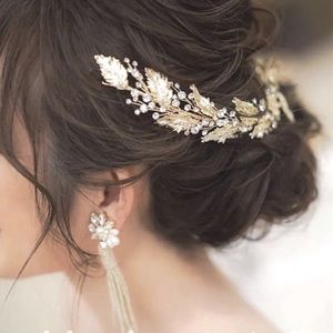 Rose gold bridal hairpiece vine